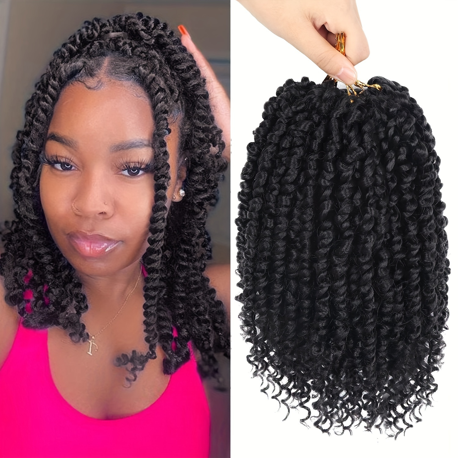 6 Packs Crochet Box Braids Curly Ends Crochet 10 Inch Omber Short Bob Box  Braid Crochet Hair With Curly End Pre Stretched Synthetic Hair Crochet Braid