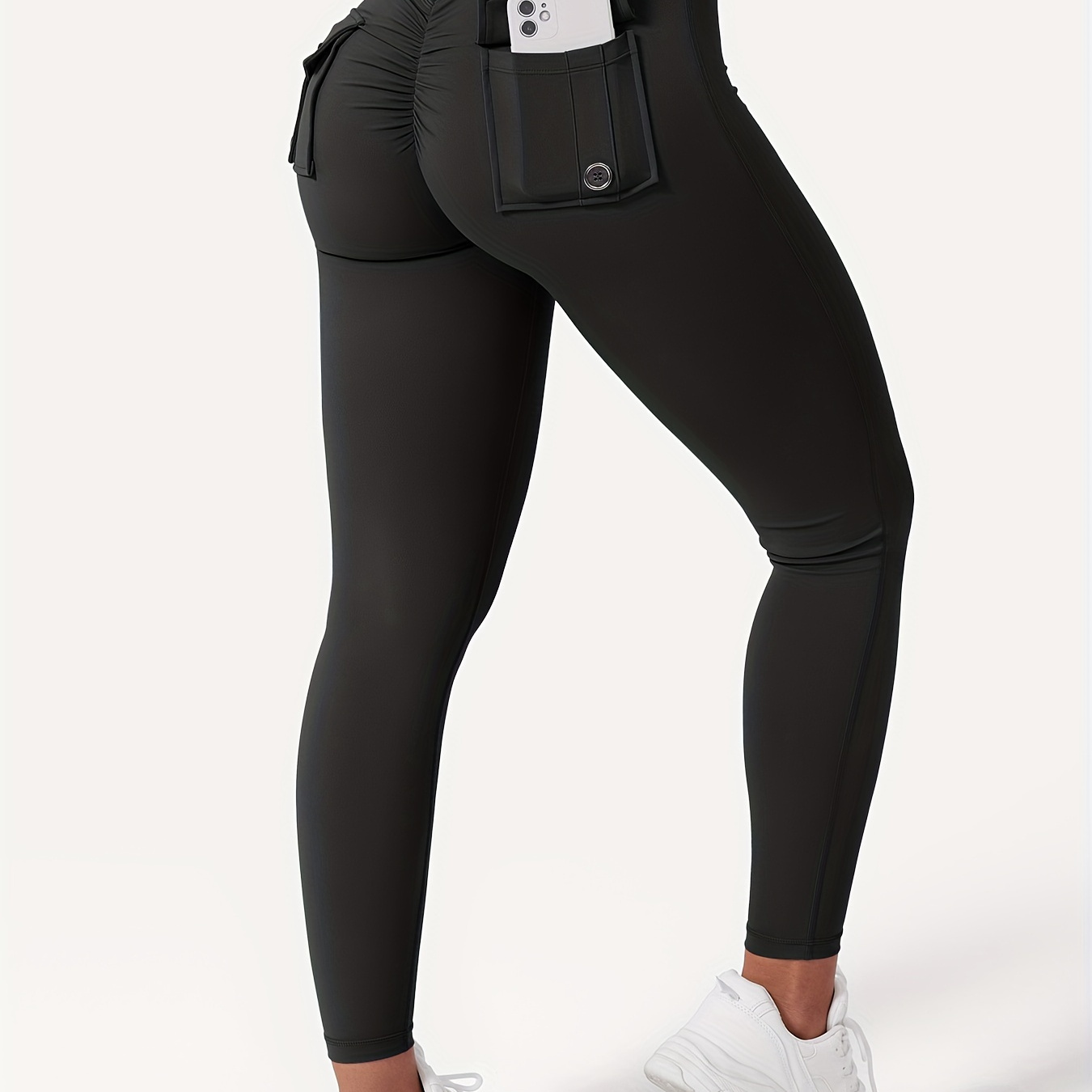 

Voyjoy Leggings With Pockets For Women V Back Butt Lifting Workout Leggings Waist Yoga Leggings Tights