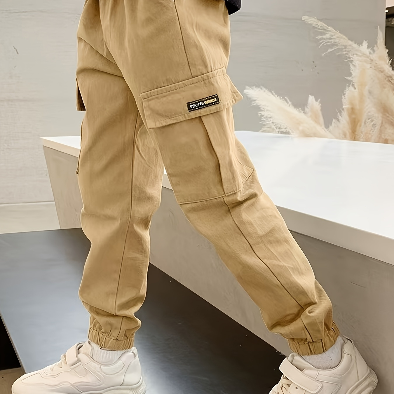Calça Cargo Infantil Unissex - Bolsos Com Zíper E Cintura Elástica Ajustável