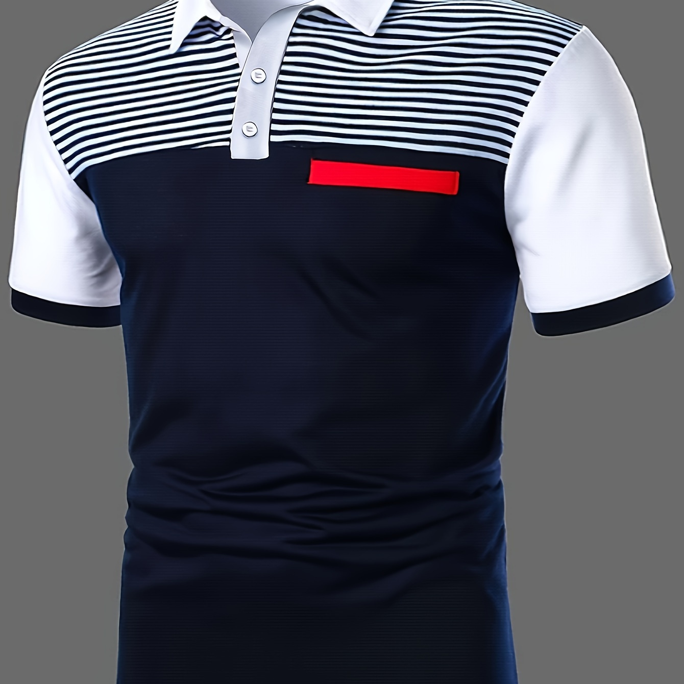 

Handsome Men's Casual Polo Shirt, Art Stripe Digital Print Men's Top, Comfortable, Essential For Going Out