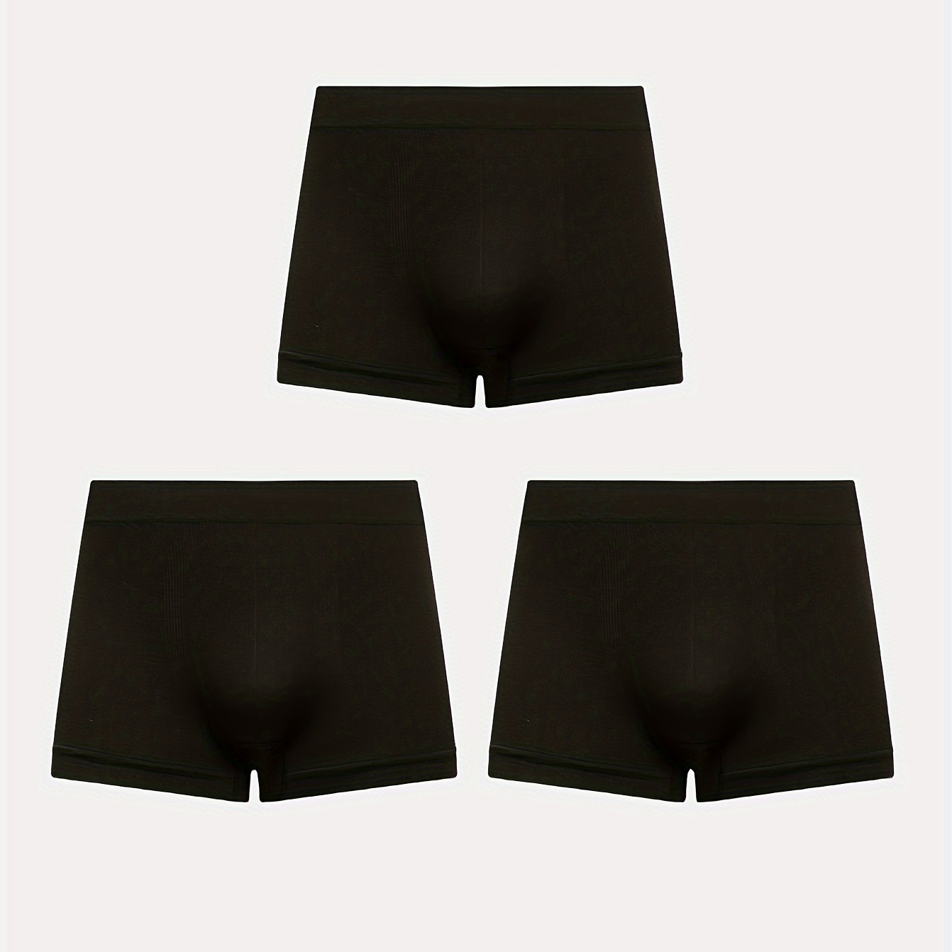 

3pcs Men's Simple Solid Color Black Medium Stretch Comfortable Boxer Briefs Underwear