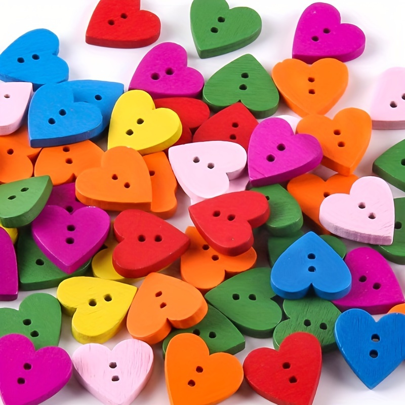 20/50/100pcs 20mm Red Wooden Heart Decorative Buttons Wedding Decorations  DIY Crafts Scrapbooking Sewing Cardmaking