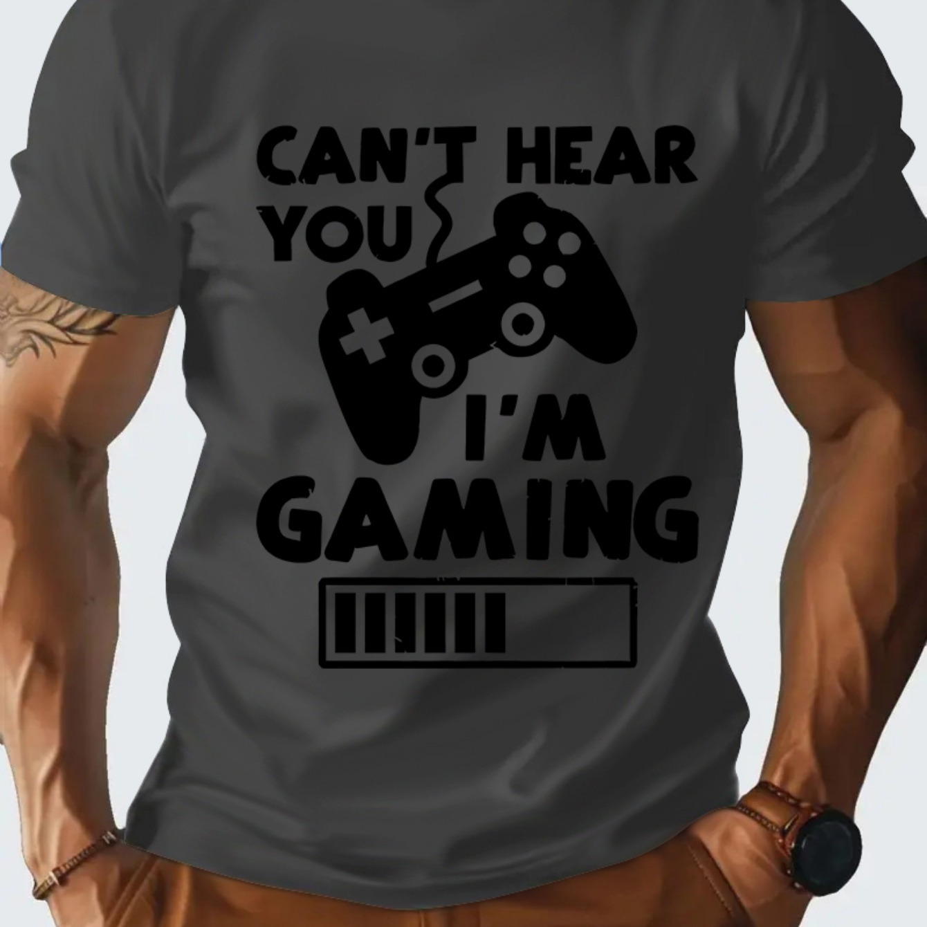 

Geometric Game Controller Print T-shirt - Men's Casual Summer Wear - Adult Size - Polyester Fabric - Round Neckline - Knit Construction