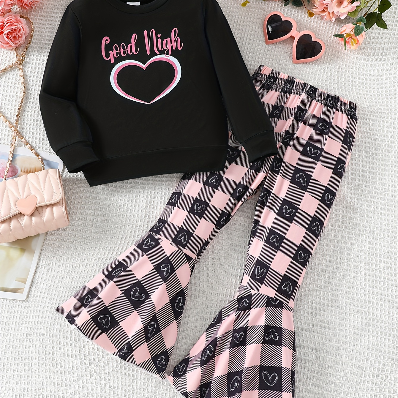 

Two- Set Round Long Sleeve Top And Long Pants, For