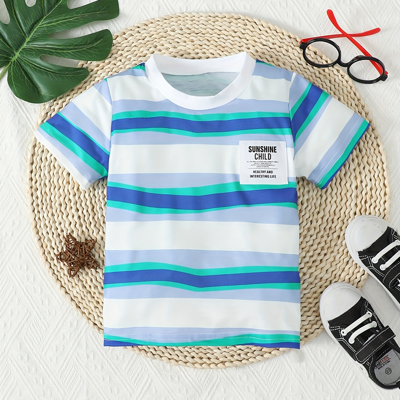 Boys Fashion Striped T Shirt Crew Neck Casual Comfortable - Temu