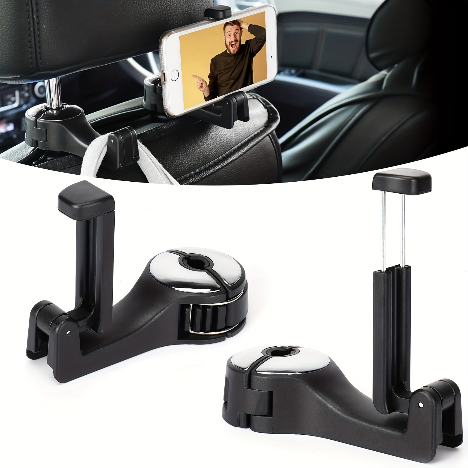 

Car Back Seat Hook Multi-functional Hanging Storage Mobile Phone Holder Lazy Bracket Rear Seat Phone Headrest Bracket