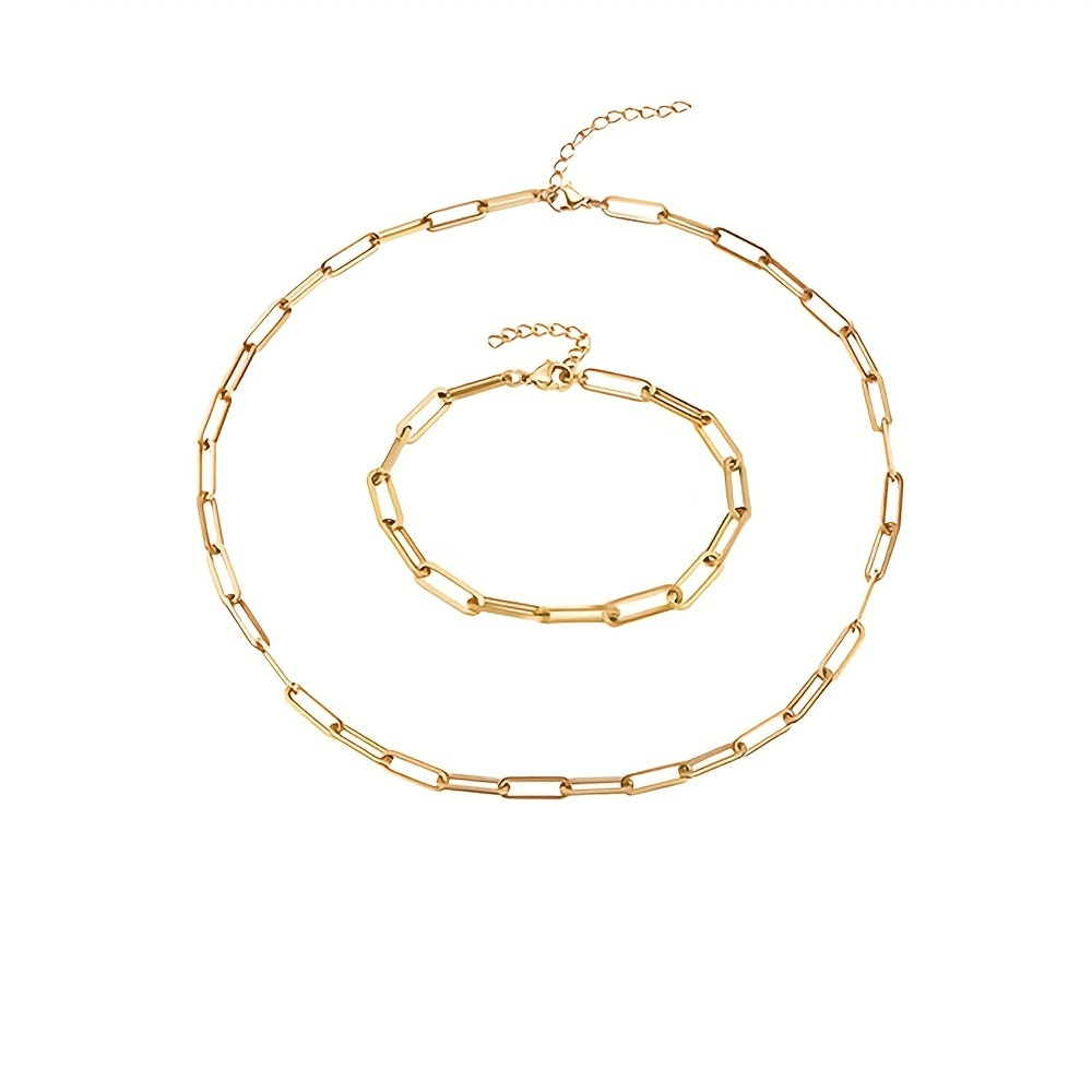 

14k Plated Chain Bracelet / Chain Choker Necklace Dainty Jewelry For Women & Girls Hip Hop Style