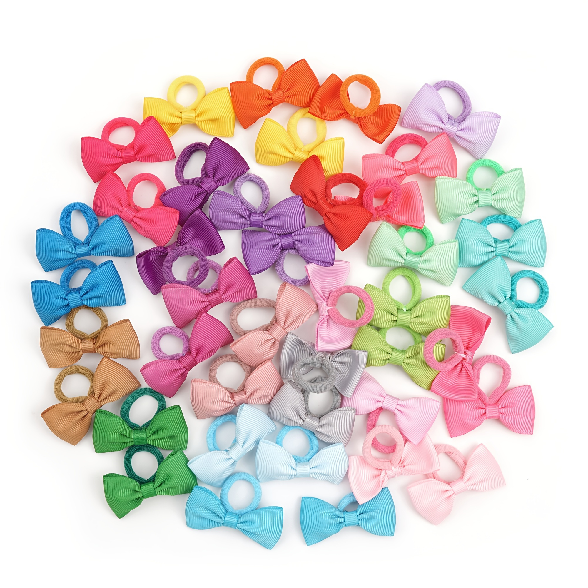 

80pcs Tiny Hair Ties With Bows Bows Rubber Bands Hair Ties Soft Elastics Ponytail Holders Hair Accessories For Girls