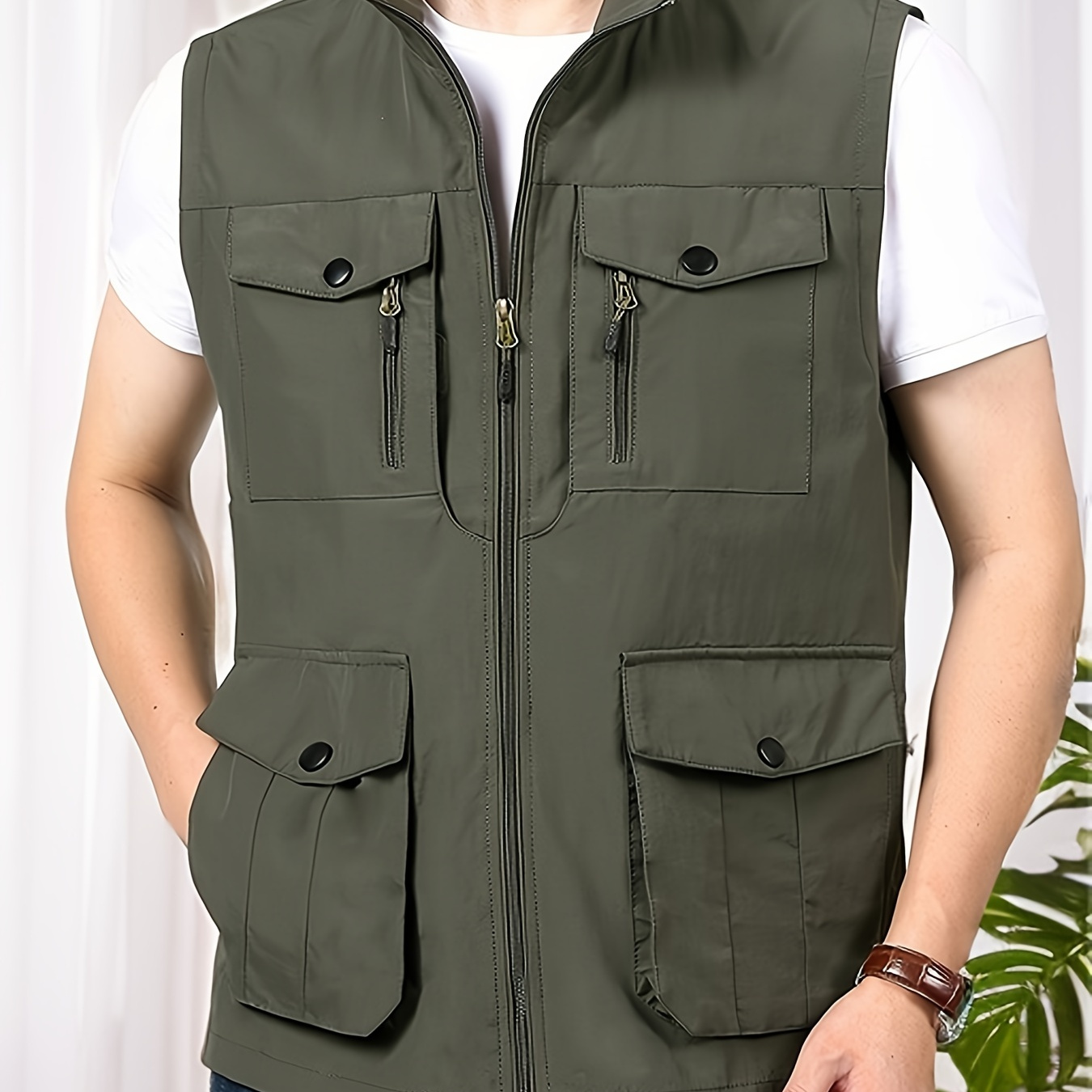 mens outdoor fishing vest multiple pockets workwear style - Temu