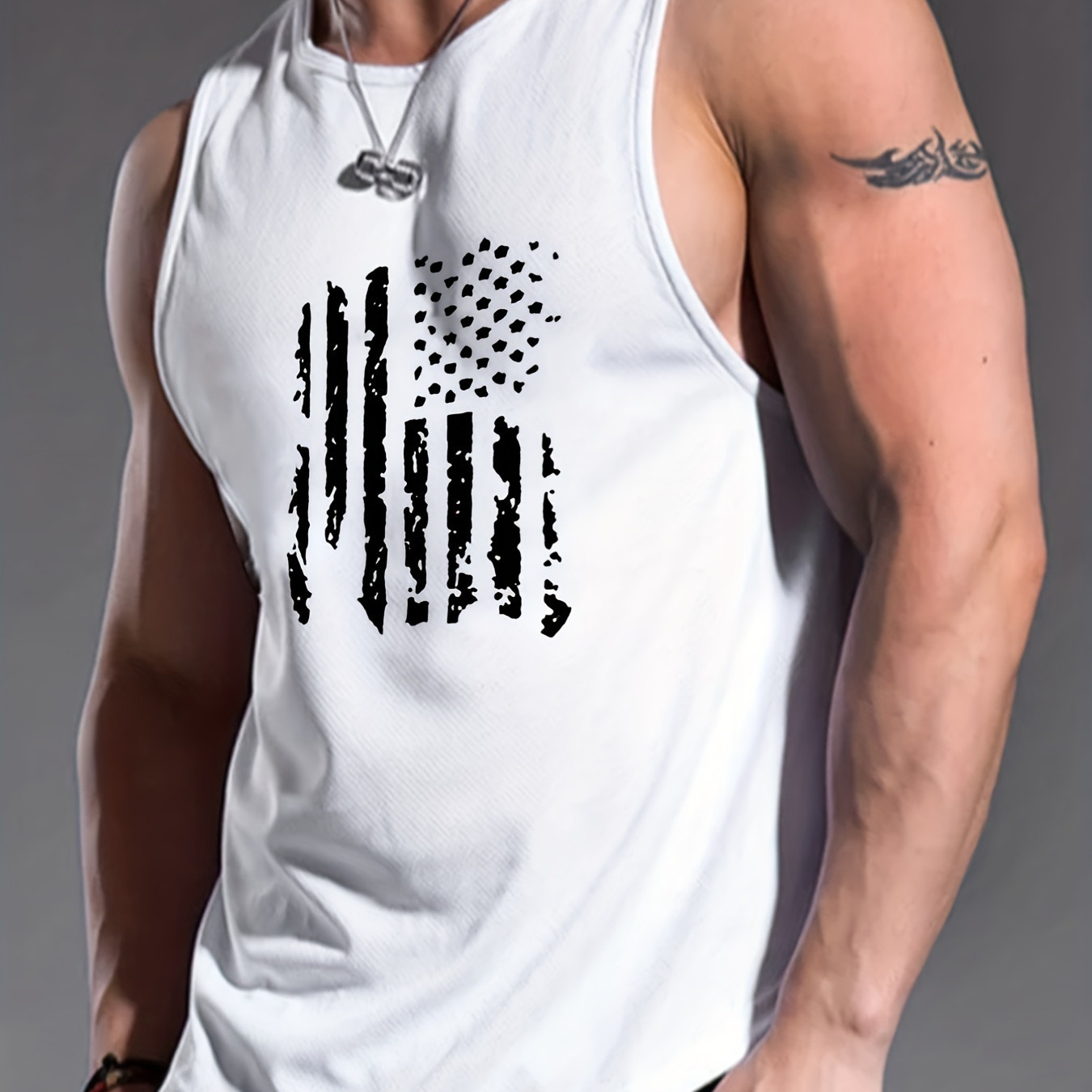 Creative Graphic Print Casual Active Tank Top, Crew Neck Sleeveless Fitness Training Sports Vest For Summer