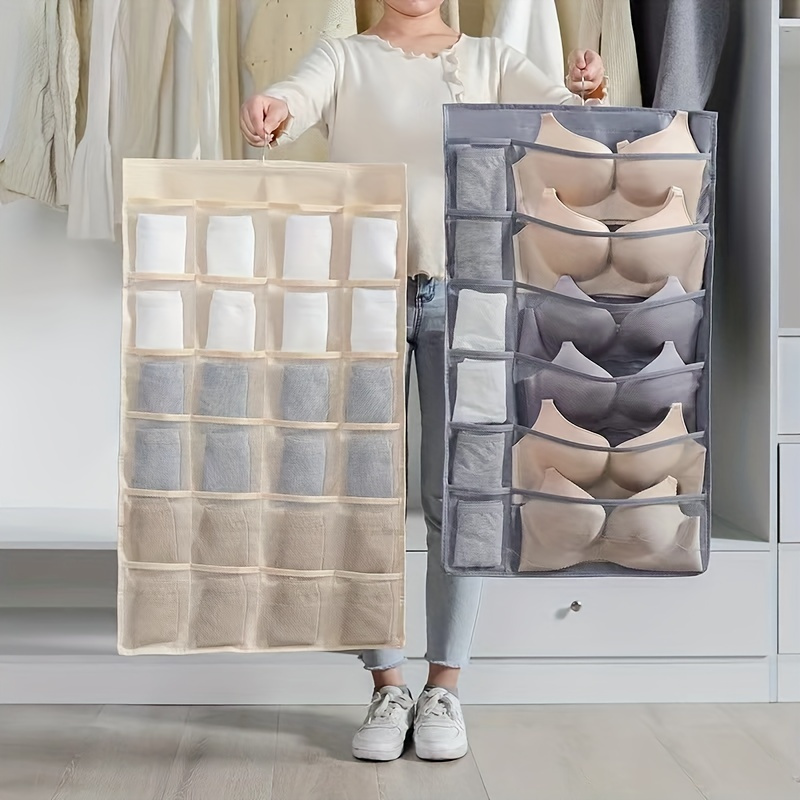 

Underwear Storage Hanging Bag, Lightweight Organizer With Grids, Versatile Bag For Bedroom