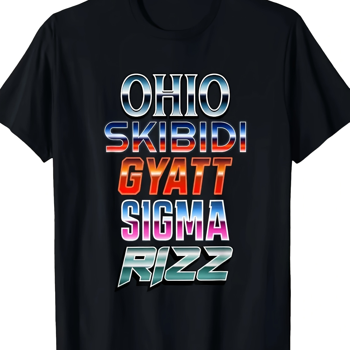 

1pc Ohio Skibidi Gyatt 3d Print T-shirt, 100% Cotton Crew Neck Short Sleeve Casual Tee For Men, High Stretch Knit Fabric, Regular Fit - 220gsm