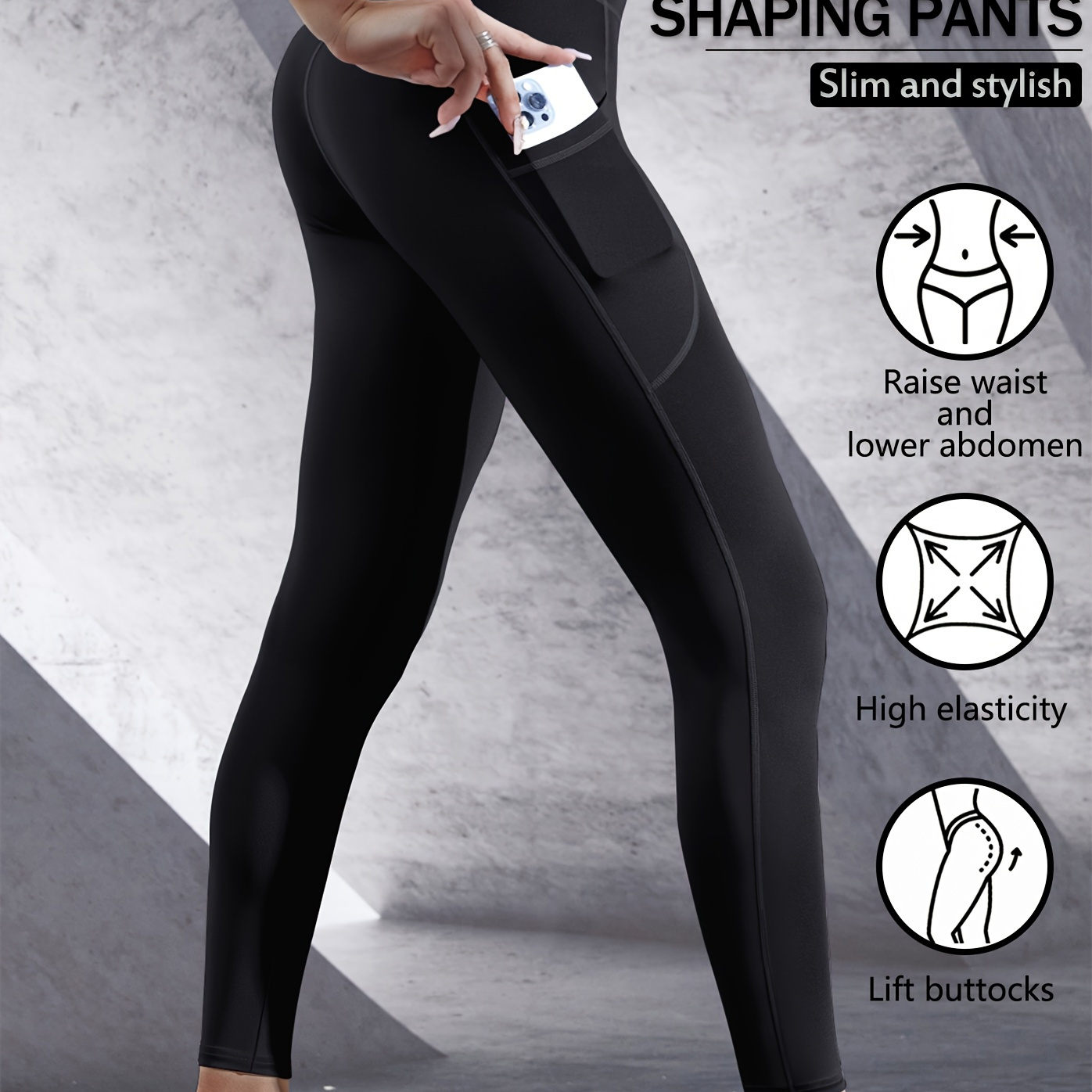 

Pantalon de tricoté de unie , taille , du ventre, élasticité, leggings, poches latérales, absorption de .