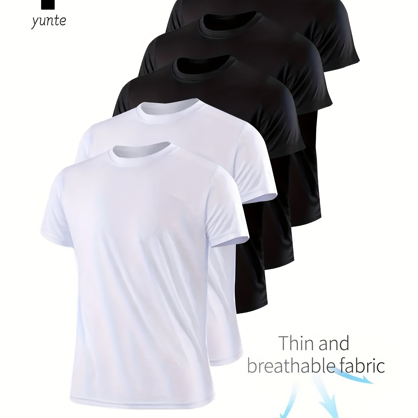 

5pcs Men's Crew Neck Fashionable Short Sleeve Sports T-shirt, Comfortable And Versatile, For Summer And Spring, Athletic Style, Comfort Fit T-shirt, As Gifts