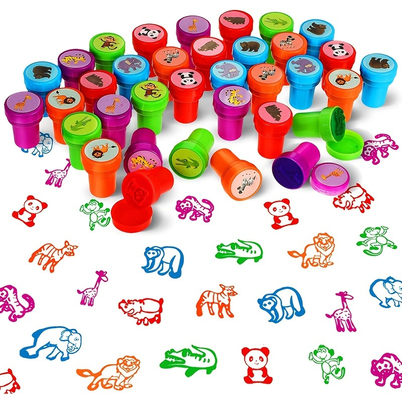 10 Piece Self Inking Stampers Set for Kids Ink Stamps Birthday Party Favors DIY Craft Animal farm/Sea Creature/Vegetable/Emotion Face for Grading