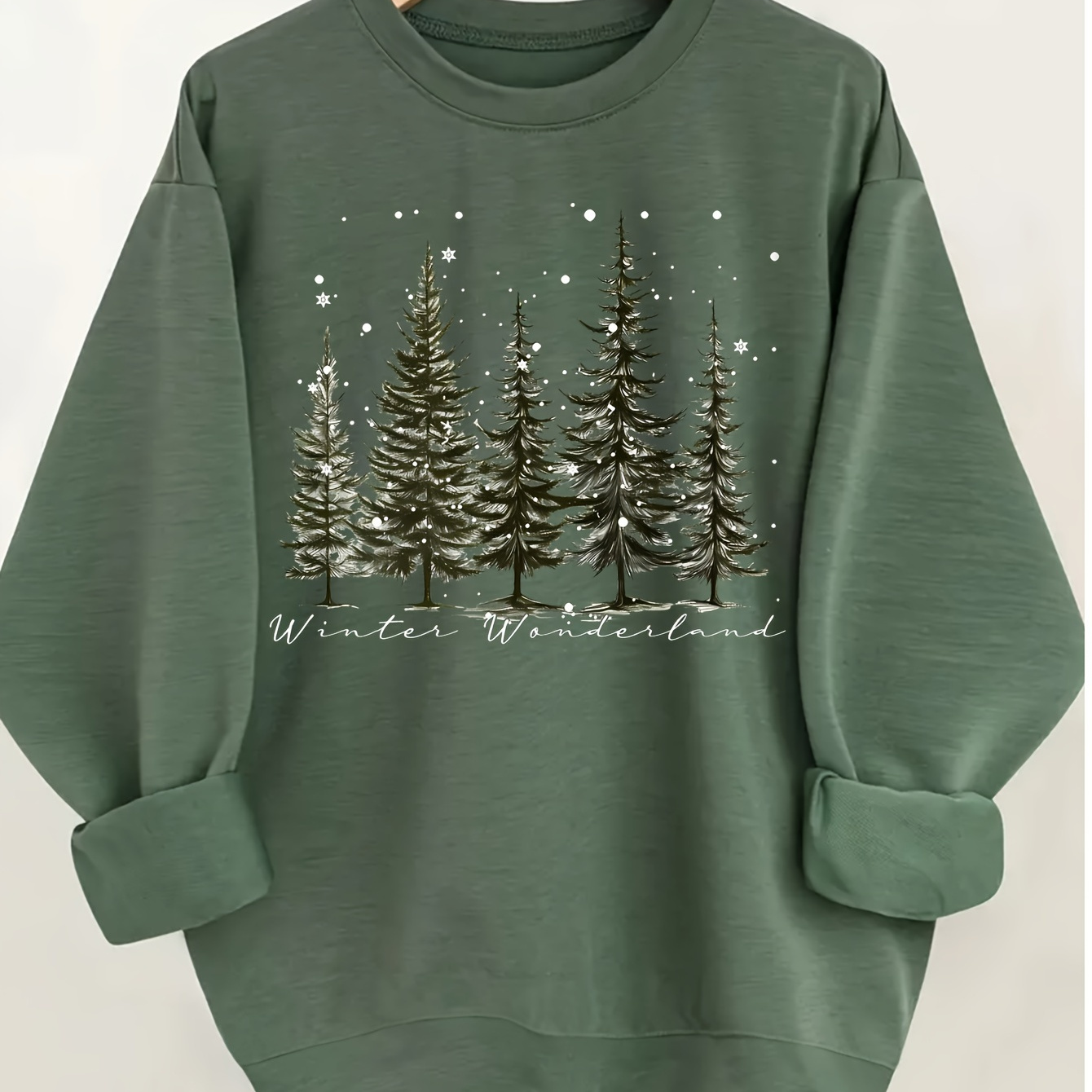 

Sweat-shirt de Noël pour femmes 2024, sweat à capuche en polyester à la mode, col rond décontracté, imprimé festif des fêtes, toutes saisons, tissu tricoté, vert