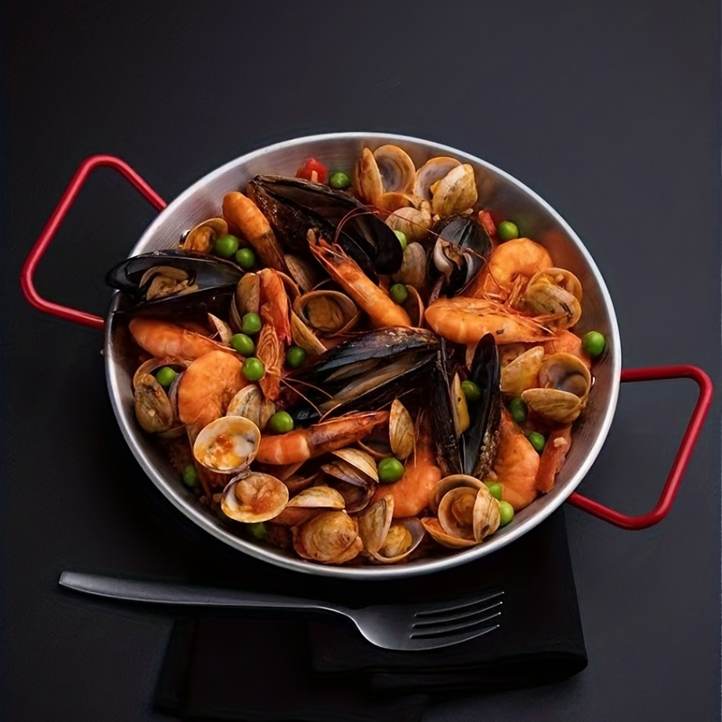 Paella Pan Stainless Steel Frying Pan Seafood Rice - Temu