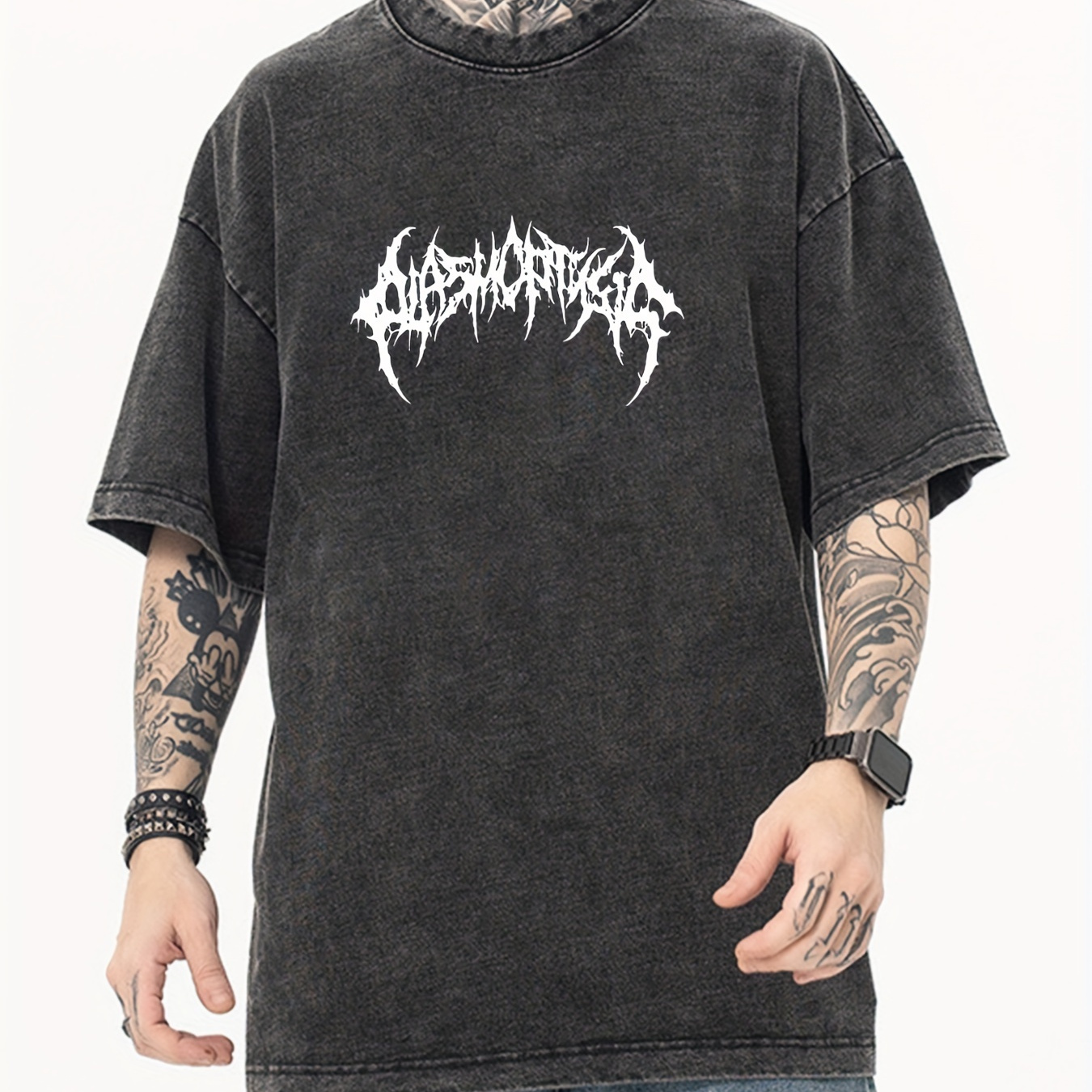 

Men's Vintage Wash Letter Printed T-shirt