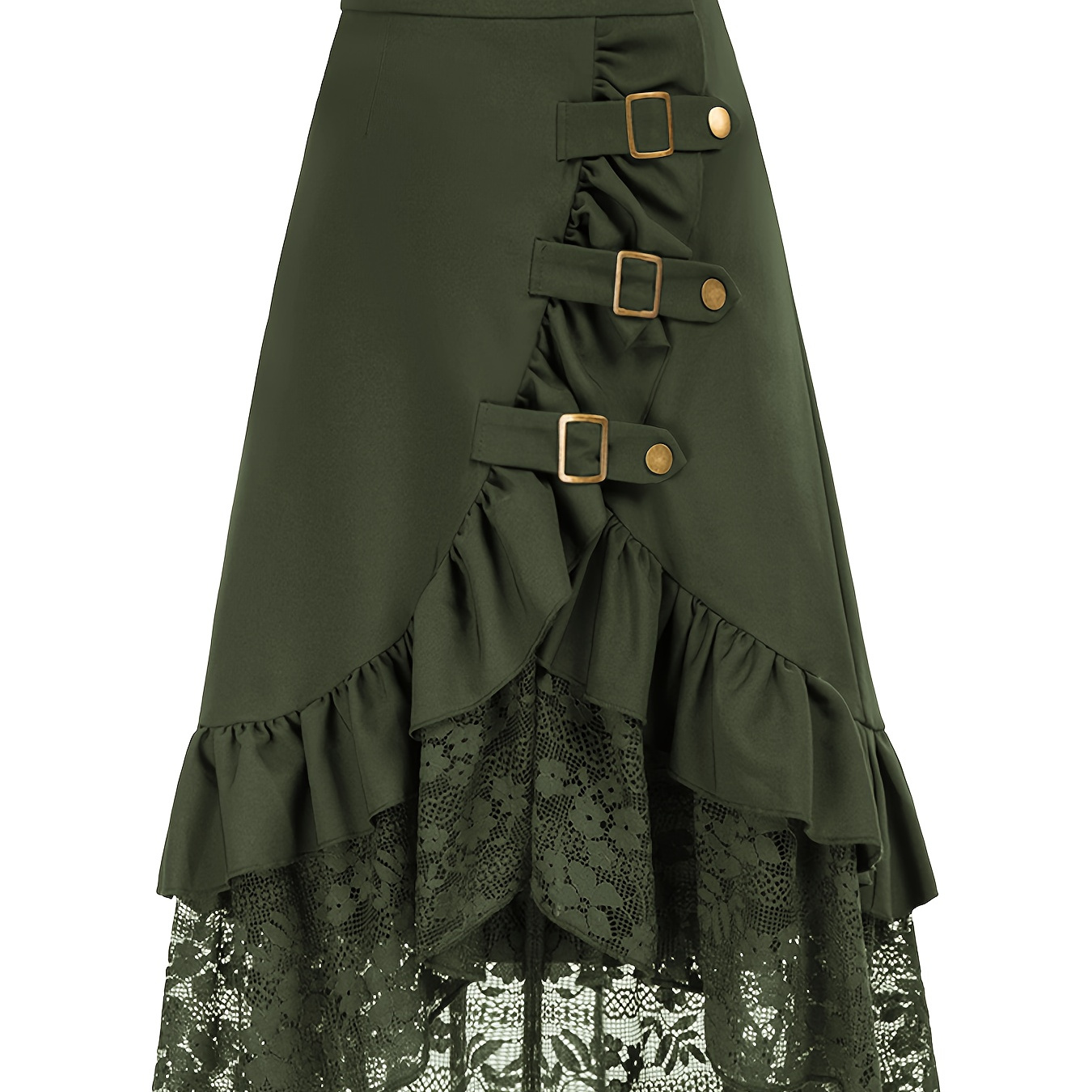 Fashion Gothic Mini Nederdel Blonde Patchwork Flæse Solid Farve Piraten Nederdel