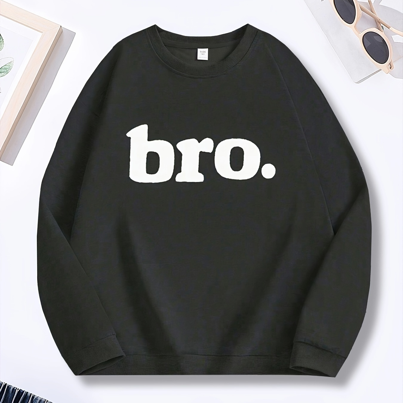 

Bro Letter Pattern Print Sweatshirt For Boys - Keep Him Warm And Trendy!