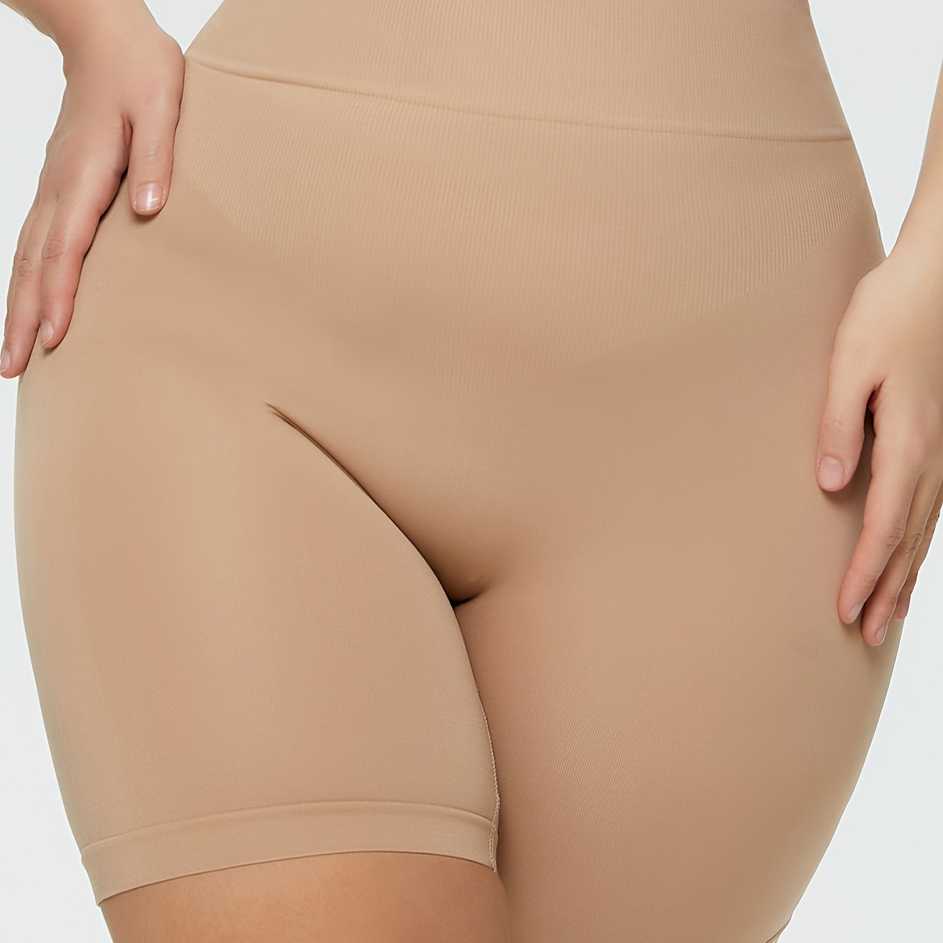 Plus Size Casual Shapewear, Women's Plus Tummy Control Butt Lifting High *  Contrast Mesh Breathable Body Shaper Biker Shorts