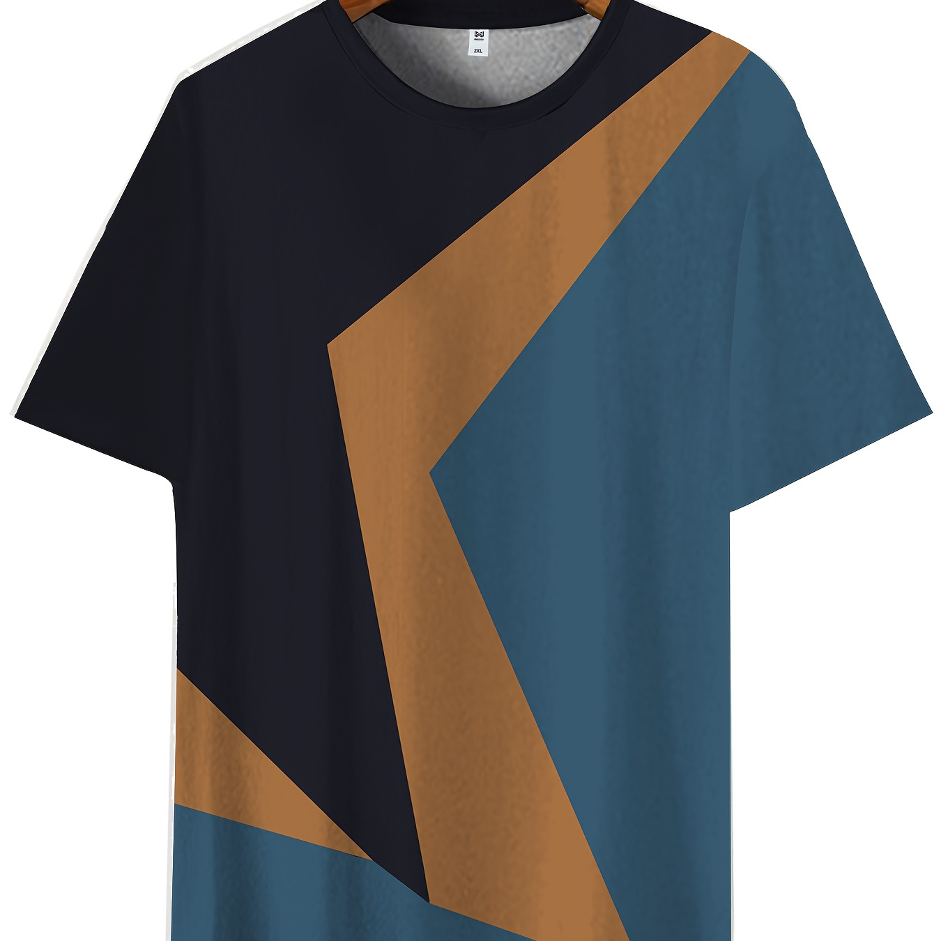 

Plus Size Men's Contrast Color Pattern Print T-shirt For Summer, Men's Clothing For Outdoor