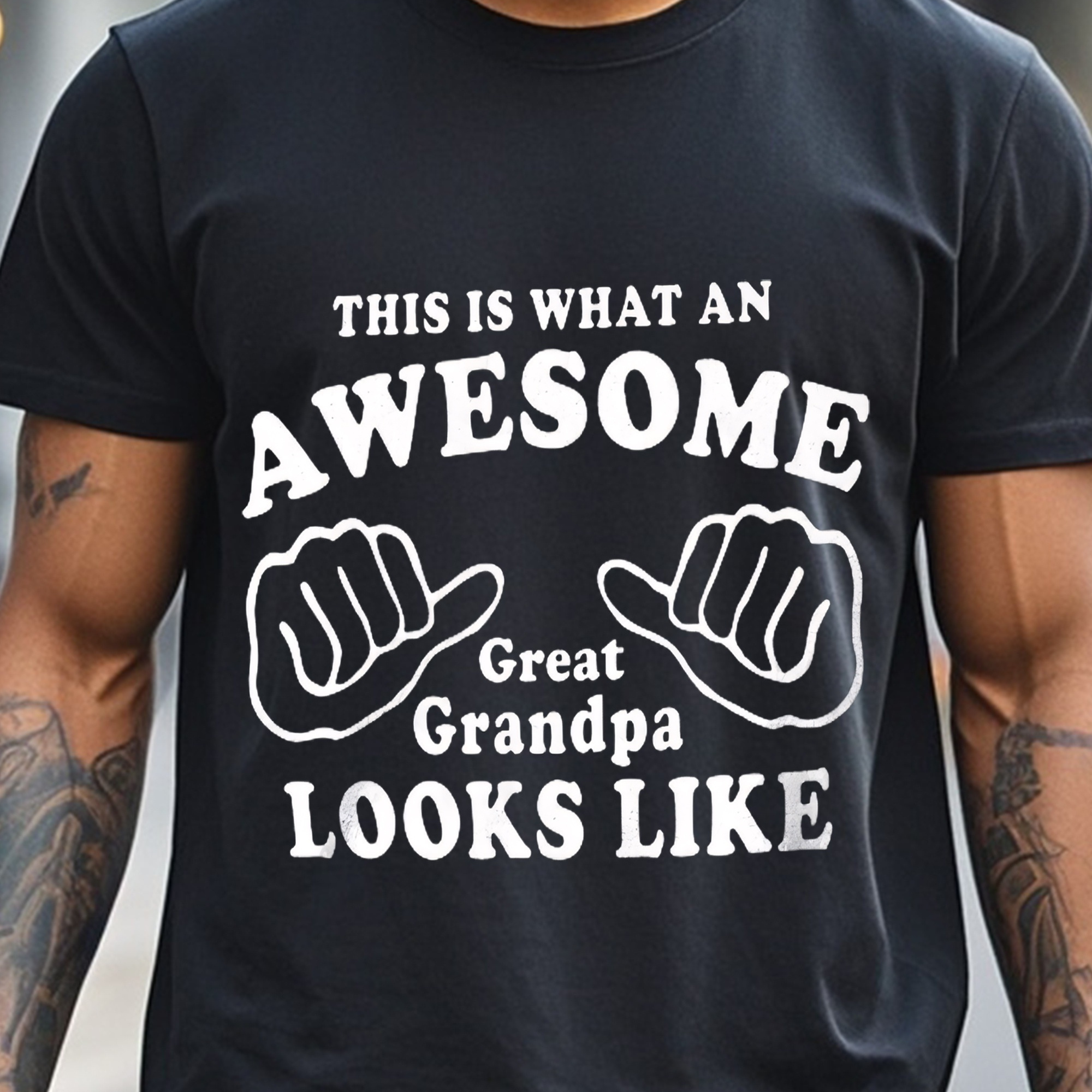 

This Is What An Awesome Great Grandpa Looks Like Black T-shirt For Men Crew Neck Casual T-shirt Men's T-shirt Cotton T-shirt For Men Funny T-shirt Soft 100% Cotton Moisture-wicking Breathable