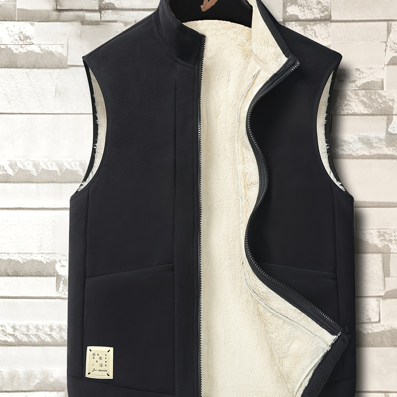 

Gilet sans manches zippé en molleton doublé pour homme - Gilet universitaire décontracté et tendance pour l'extérieur, vêtements d'automne et d'hiver