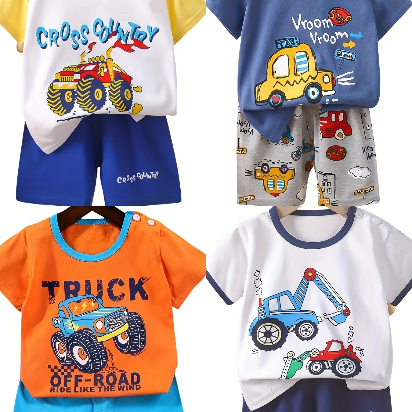 

4sets Boys Summer Set Summer Children's Sports Short Sleeved T-shirt Two-piece Set