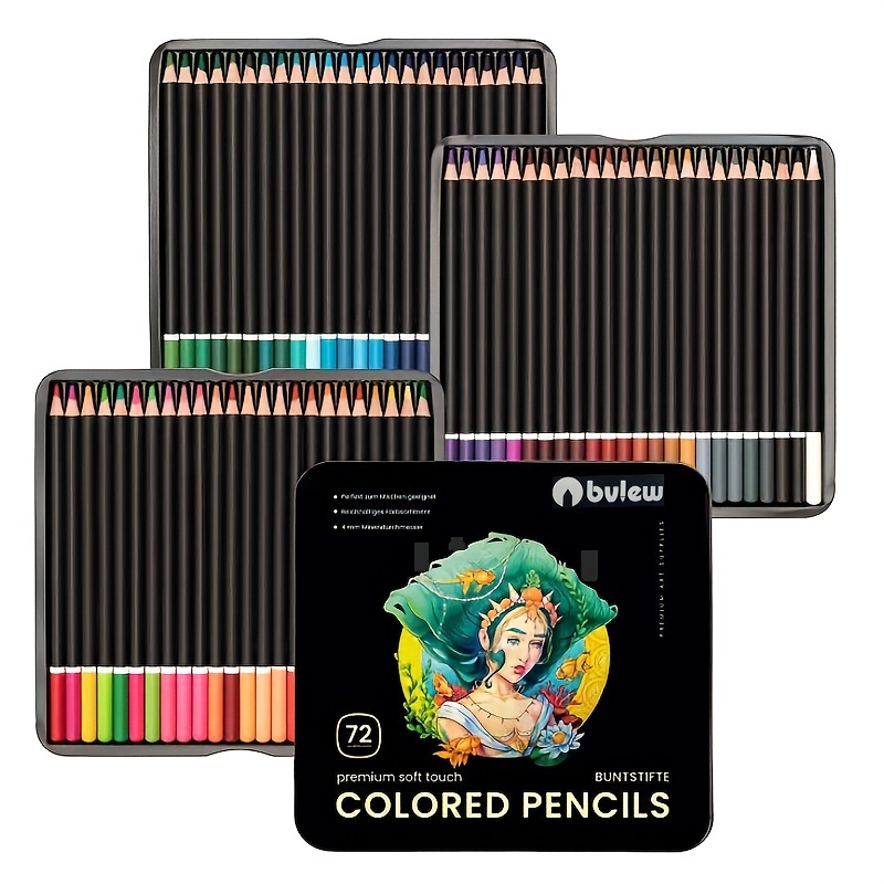 

72pcs Premium Color Pencil Iron Box Set Pencils Ergonomic Metal Storage Case