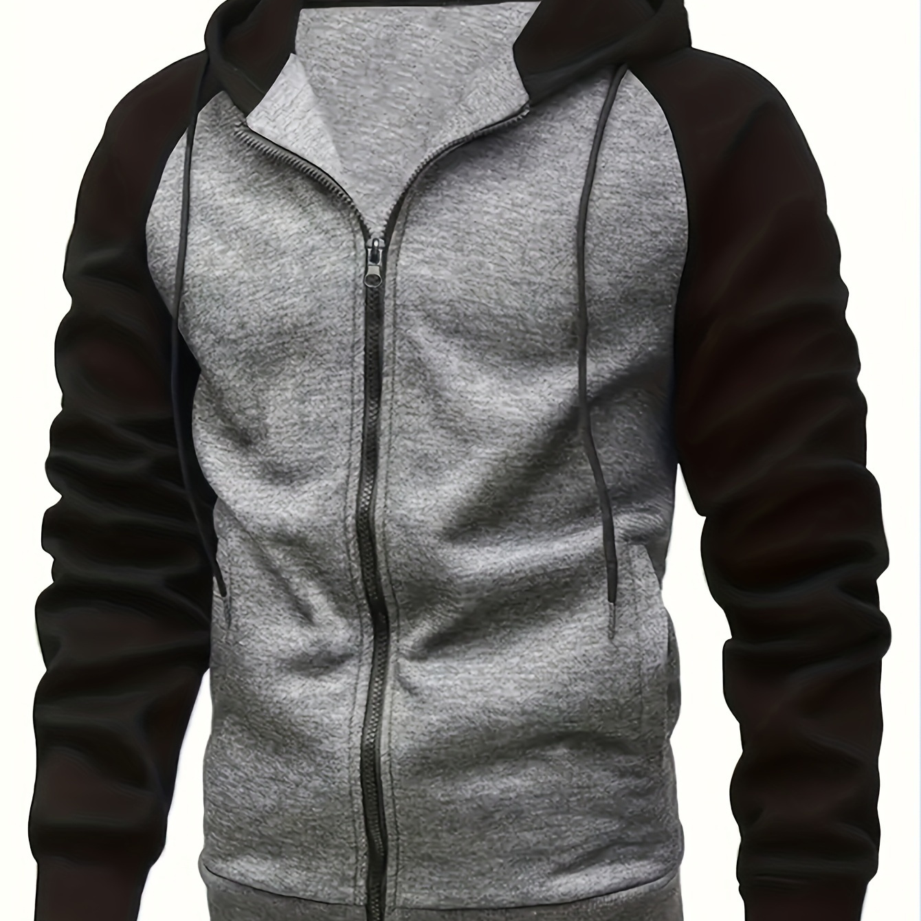color block men's hooded jacket casual long sleeve hoodies