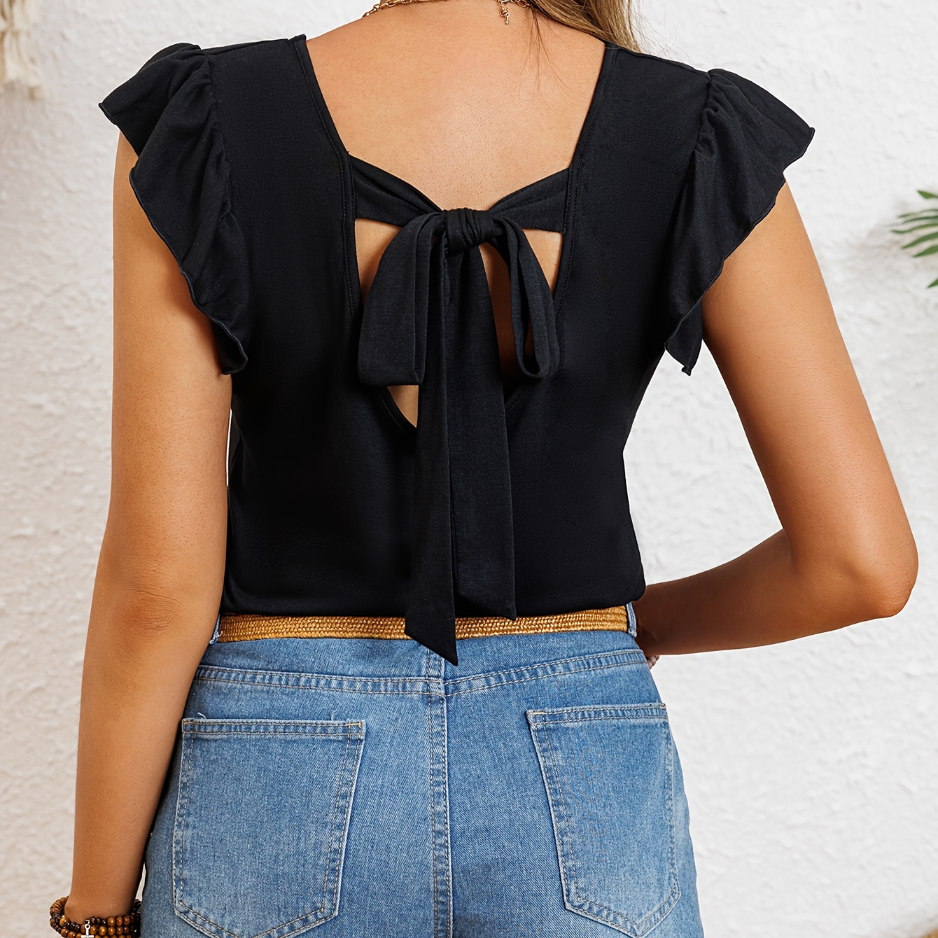 

V- T-, Ruffle Tie Top For & Summer, Women's Clothing