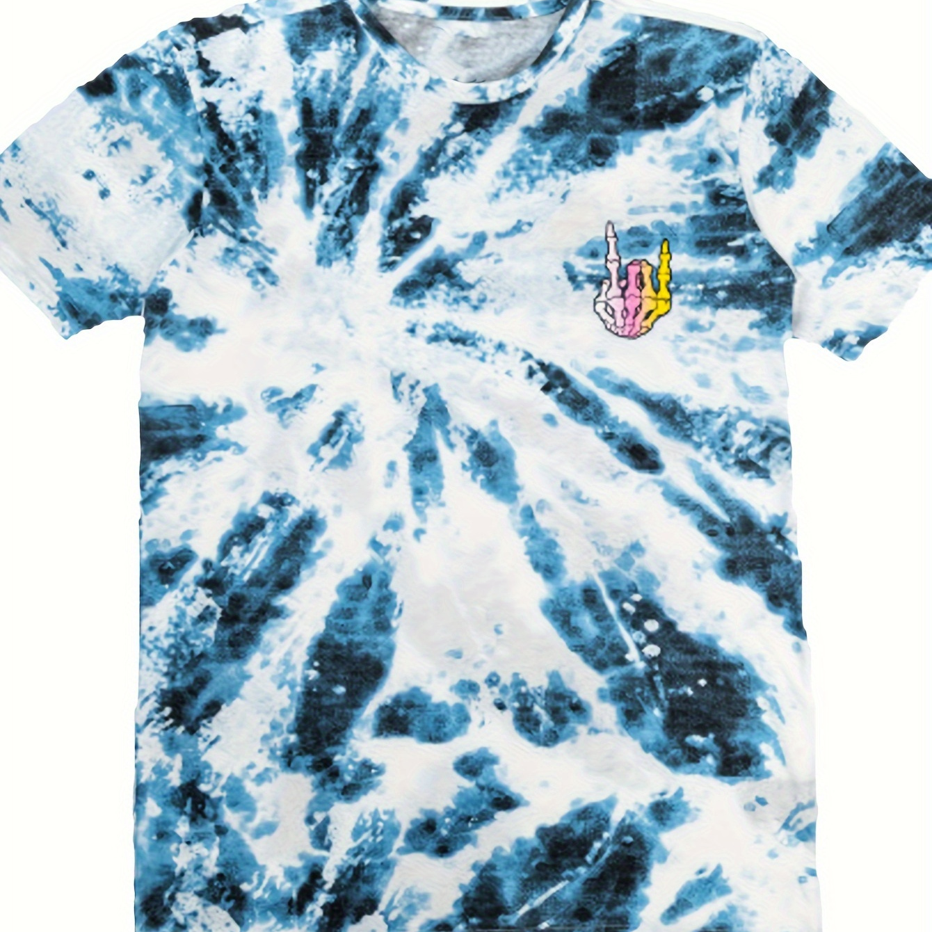 

Men's Blue And White Tie-dye Short Sleeve T-shirt | Breathable Cotton, Ocean-inspired Design, Relaxed Fit