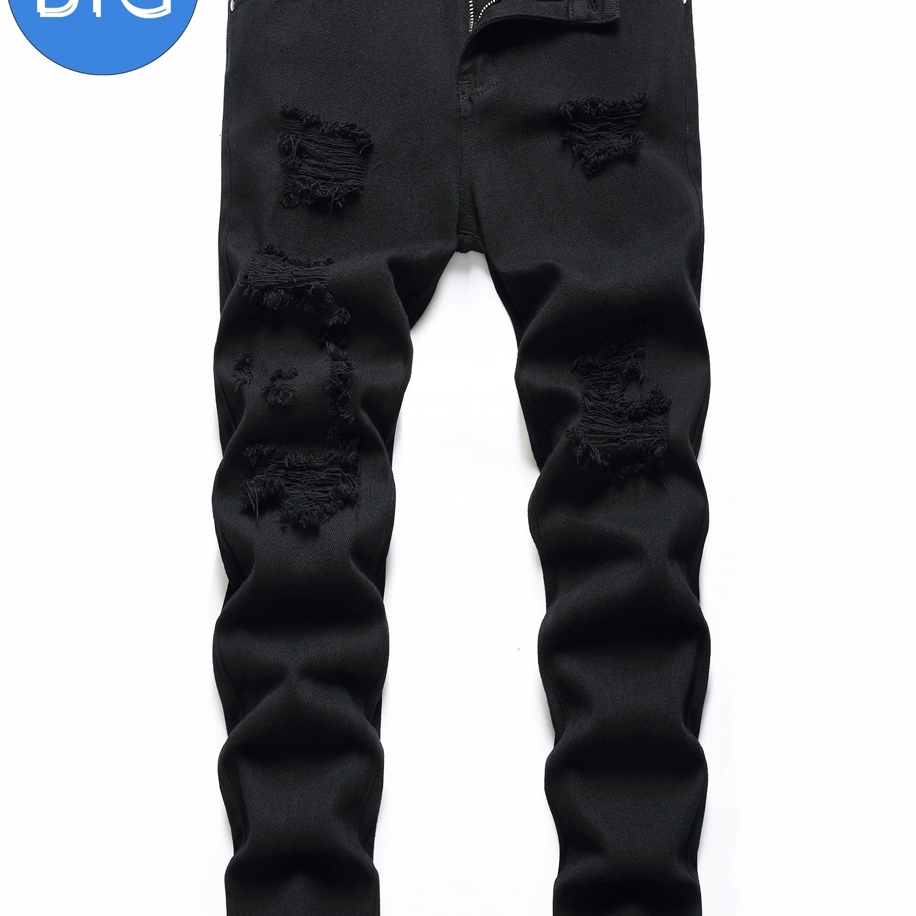 Plus Size Men's Ripped Jeans Solid Causal Denim Pants Fall Winter, Men's Clothing