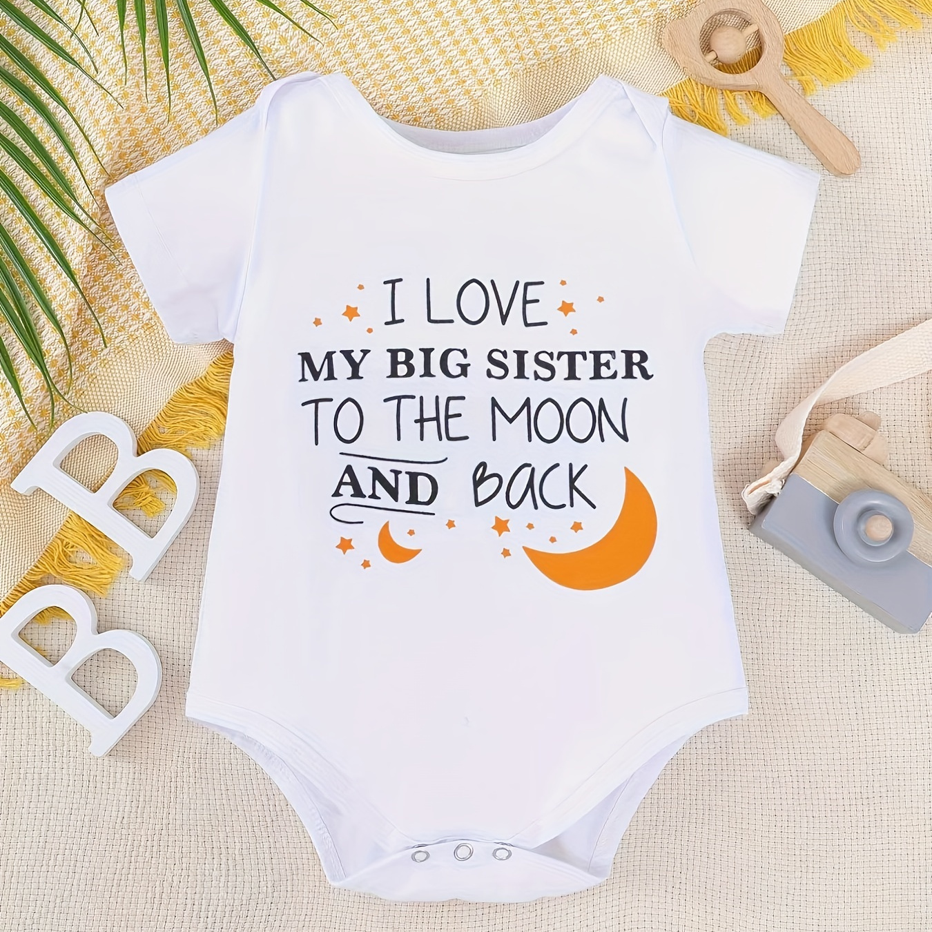 

i Love My Big Sister To The Moon And Back" Onesie, Short Sleeves Summer Onesie, Soft Comfortable Breathable Baby Clothes