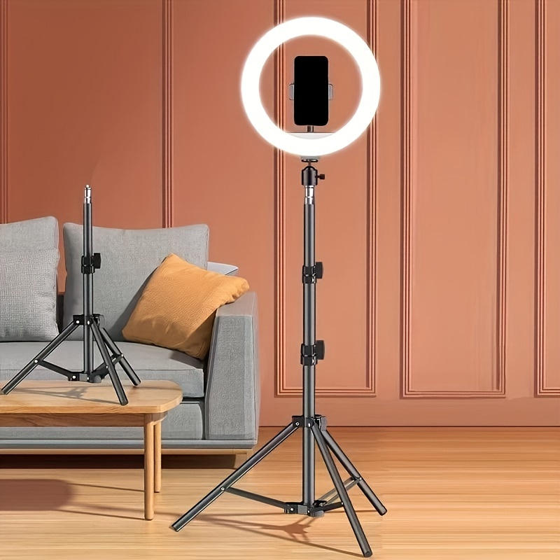 

10 Inch Led Circle Light With Flexible Tripod Stand & Phone Holder, For Photo Selfie Video Recording Zoom Meeting