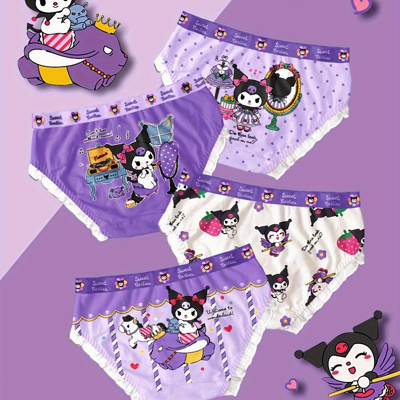 

Authorized 4pcs Sanrio Kuromi Printed ' Underwear Set, And , , Suitable For , Suitable