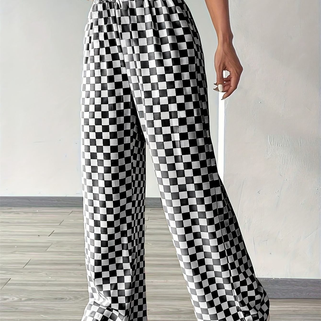Womens Pants Wide Leg Pants Split Black And White Pants Women'S