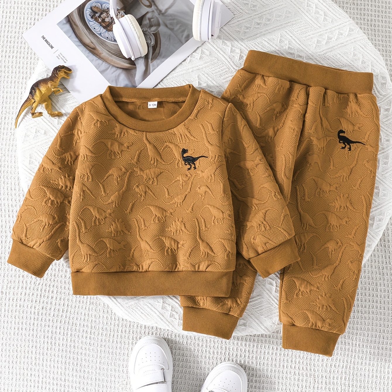 

Boys' Embroidered Sweatshirt & Pants Set - Polyester Outfit For /fall, , Long Sleeve Matching , For