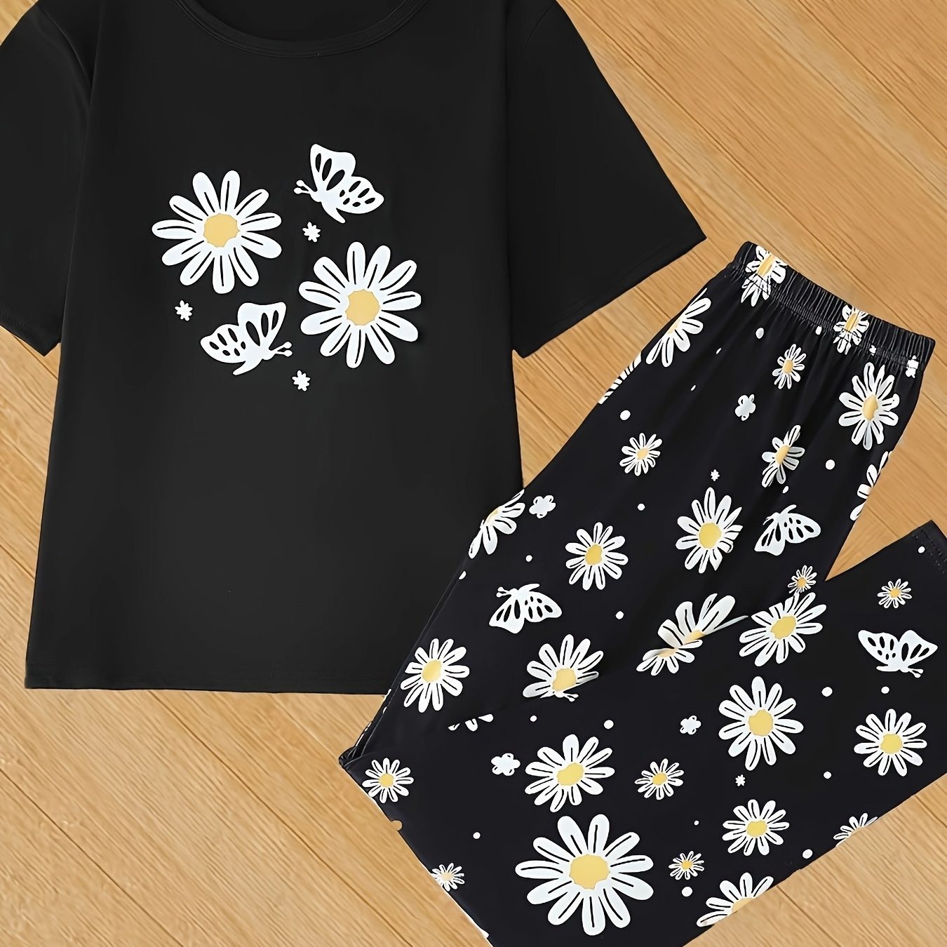 

's Set Bow - , Top & Long Pants, Non-transparent -