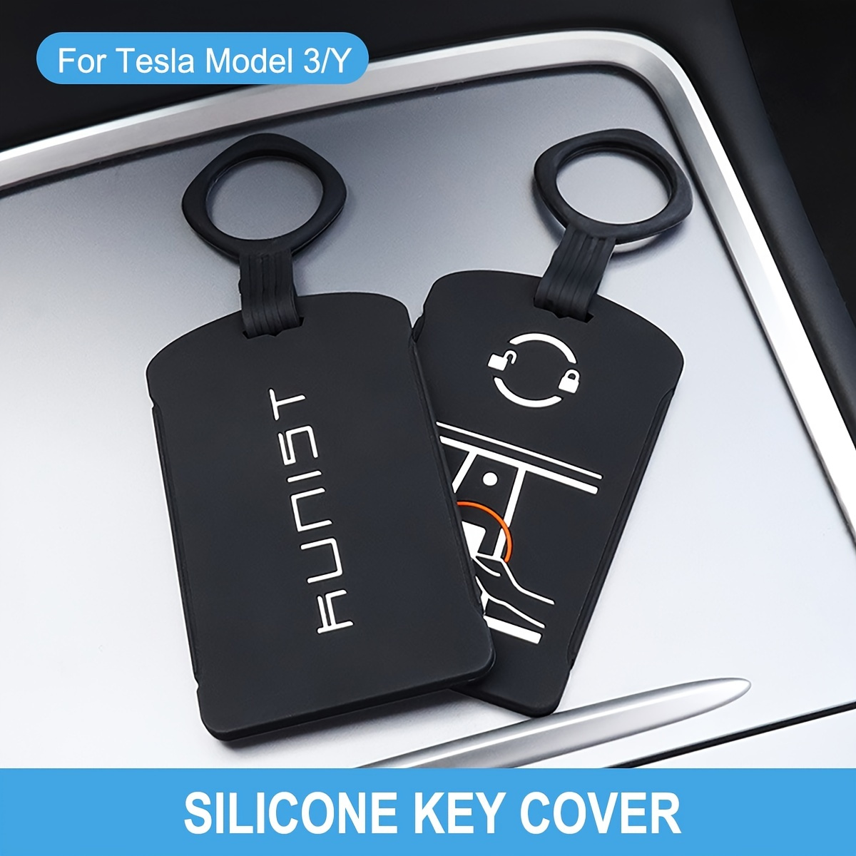 Silicone Key Card Holder Keychain for Tesla Model 3 Model Y - Flashark