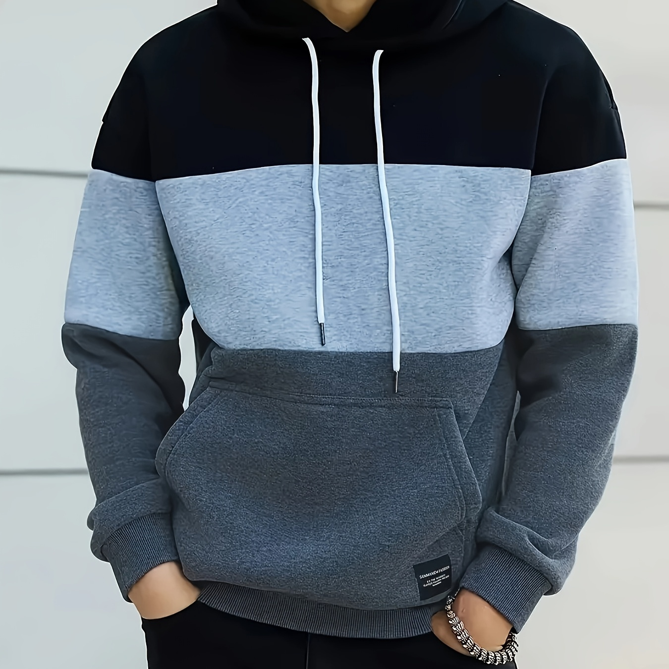 

1pc Men's Hooded Sweatshirt With Pocket - 100% Polyester, Long Sleeve, Drop Shoulder, Casual Sports Pullover For Hiking, Running & Outdoor Activities, Fall/