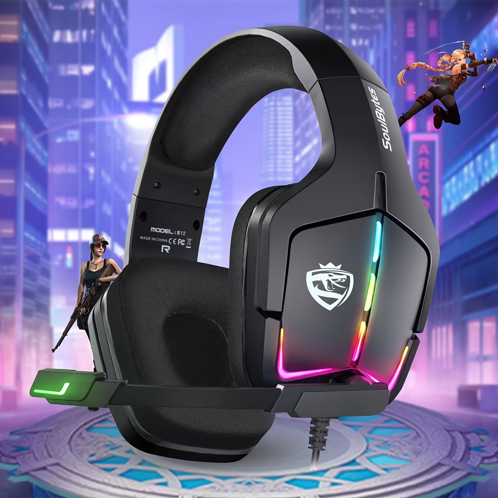 Gaming Headset For Pc Computer Headphones With Microphone Video Games 