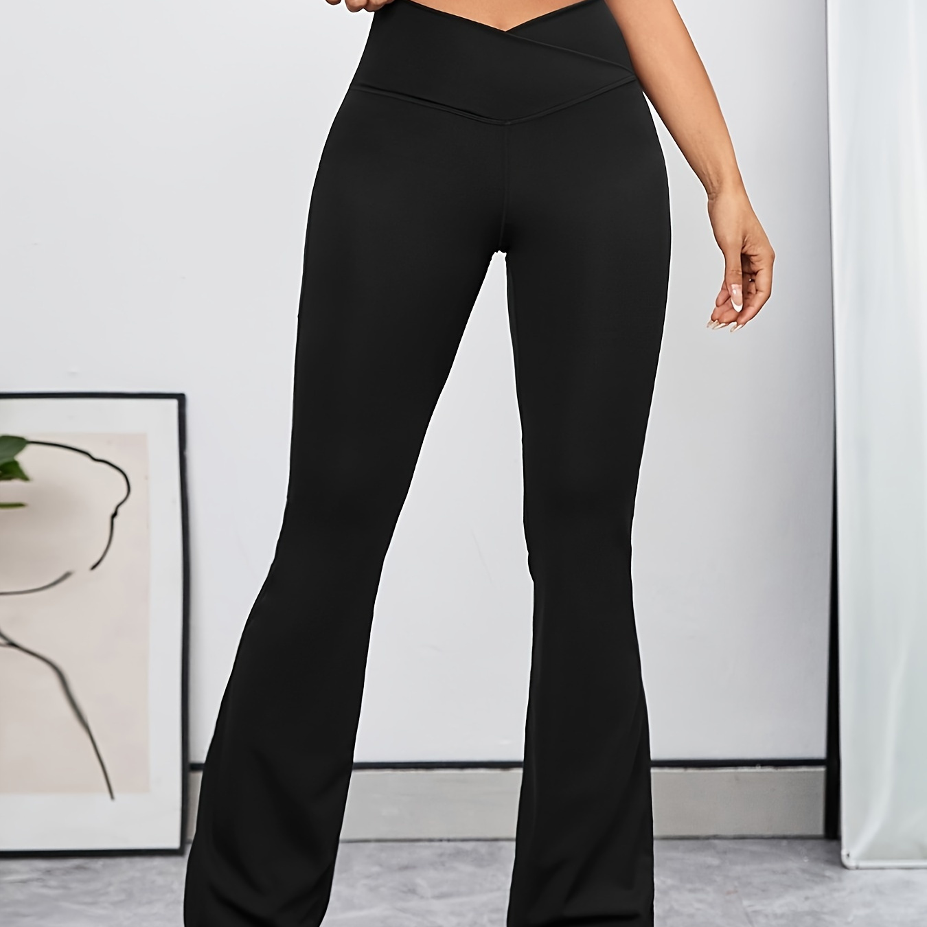 

Pantalon de yoga rétro taille haute pour femmes, longueur longue, couleur unie, design , confortable et extensible pour le yoga décontracté et les activités sportives