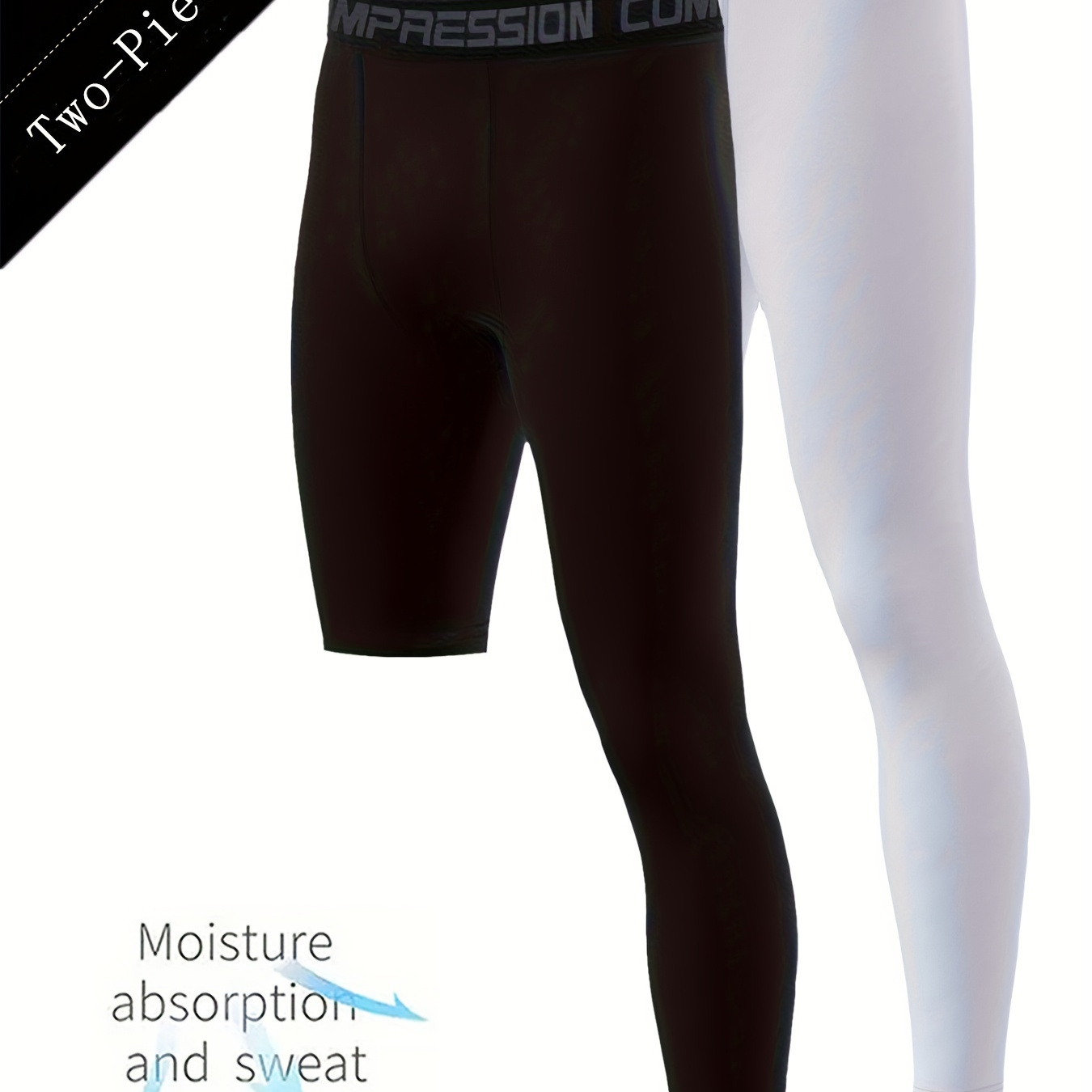 

2pcs Men's Quick-dry Leggings For Basketball & Fitness - Stretchy, Breathable Activewear Pants