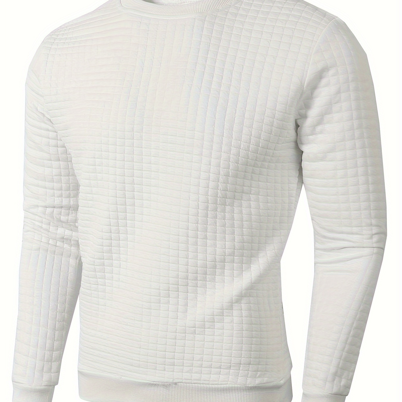 

Men's Checkered Graphic Print Sweatshirt, Active Crew Neck Long Sleeve Top For Outdoor Fitness