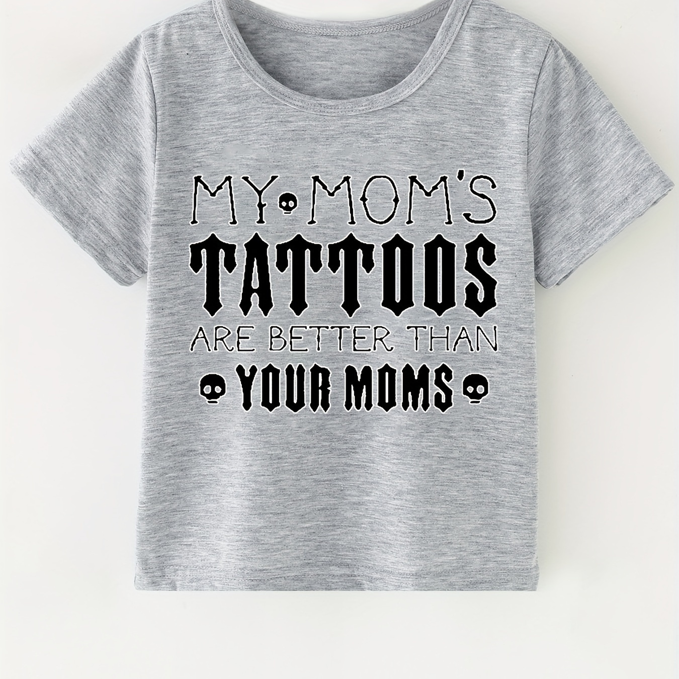 

My Mom's Tattoos Are Better Than Your Moms Letter Print Boys Creative T-shirt, Casual Lightweight Comfy Short Sleeve Tee Tops, Kids Clothings For Summer