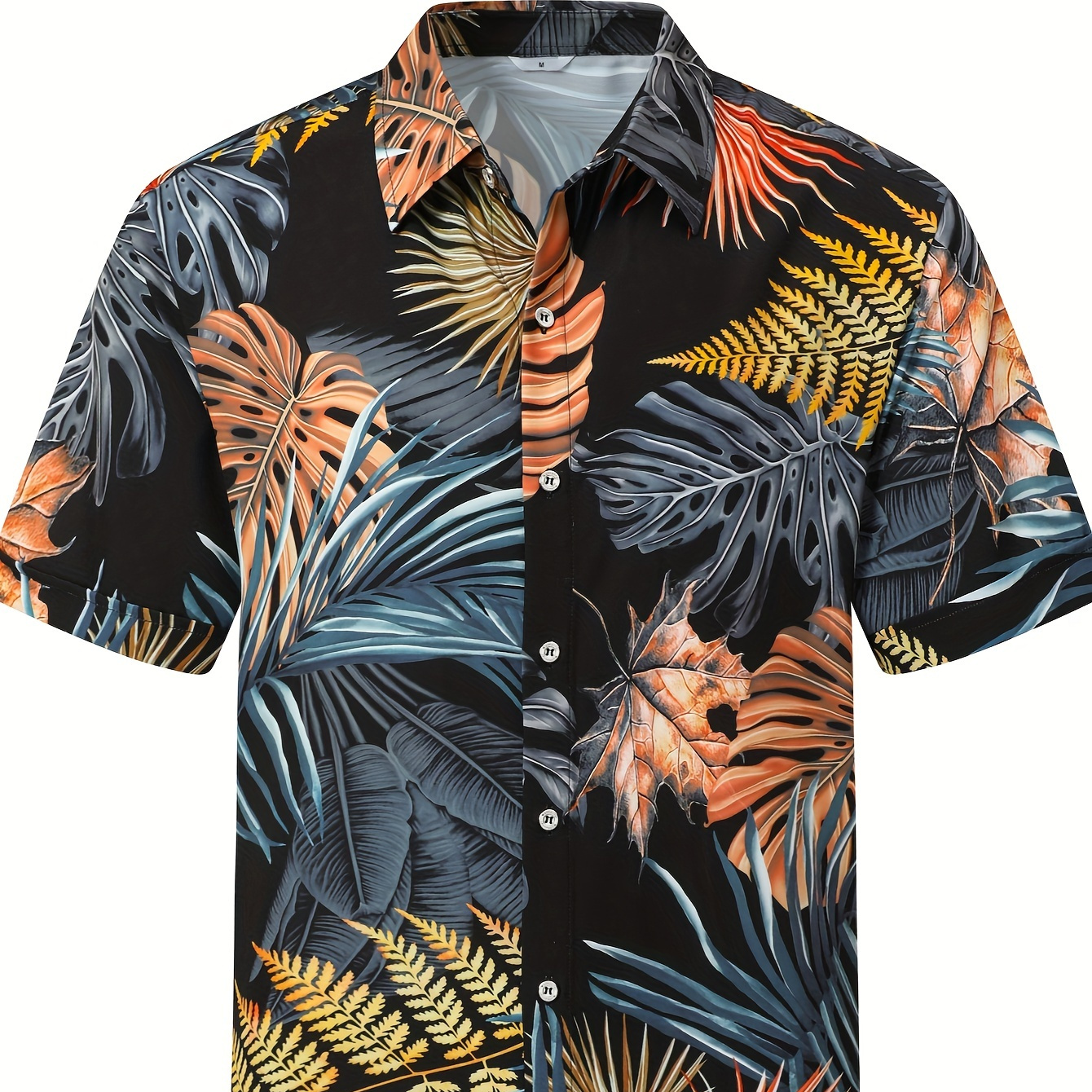 

Dried Yellow Leaves, Hawaiian Men's Shirt, Unisex Summer Beach Leisure Vacation Short Sleeved Button Up Half Sleeved 5 Quarter Sleeved Shirt, Printed Tropical Plant Leaves Daily