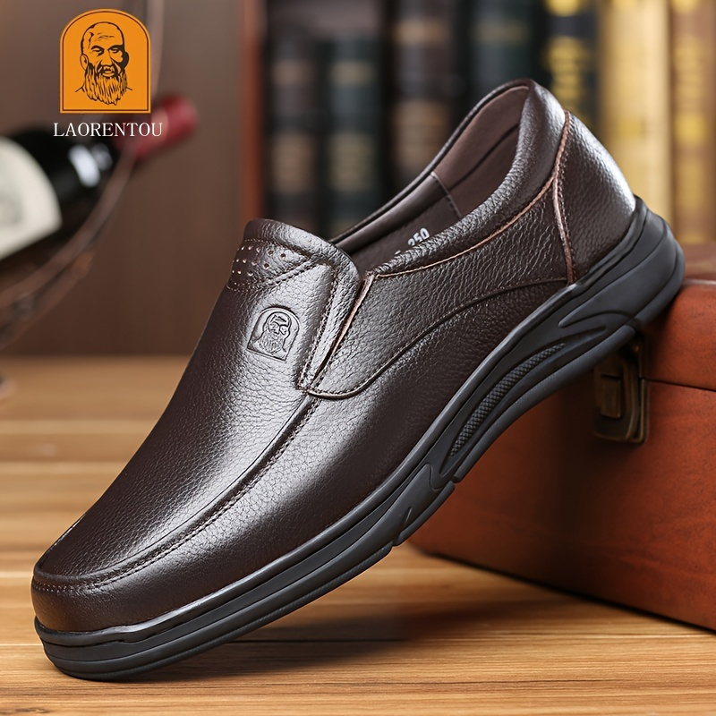 Laorentou Men's Dress Shoes Premium Leather Wear Resistant Formal Slip ...