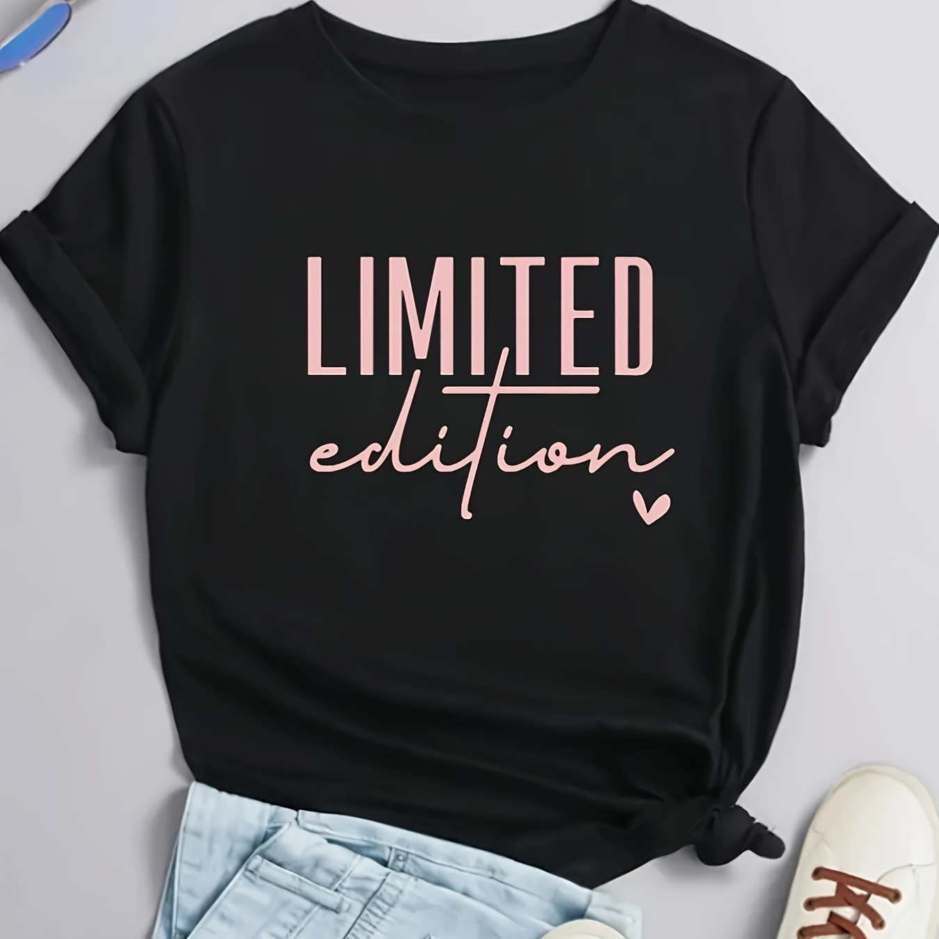 

Letter Print Sports T-shirt Women' Simple Casual Round Neck Short Sleeve Top